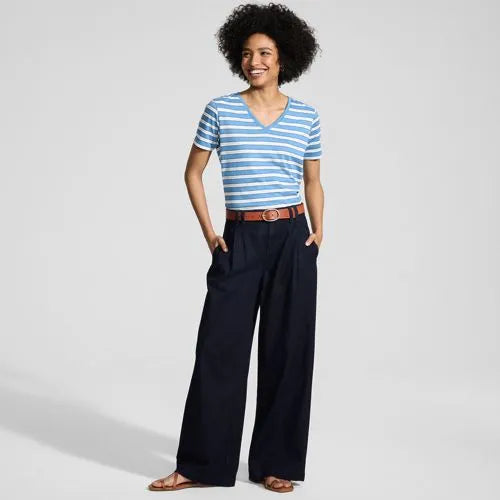 Women's Lightweight Denim Mid Rise Pleated Slouchy Jeans
