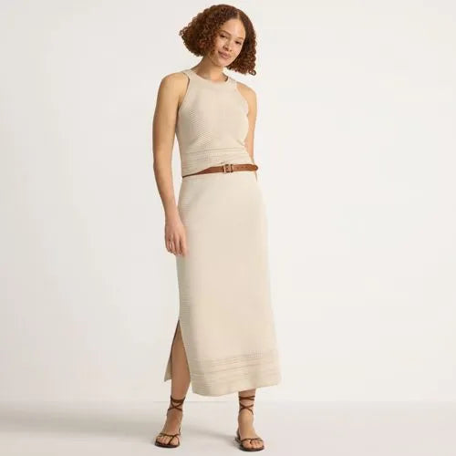 Women's Cotton Pointelle Sweater Maxi Skirt - Set Bottom