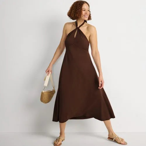 Women's Cotton Modal Halter Midi Dress