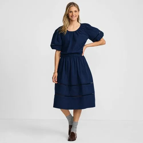 Women's Pintuck Puff Sleeve Skirt Set