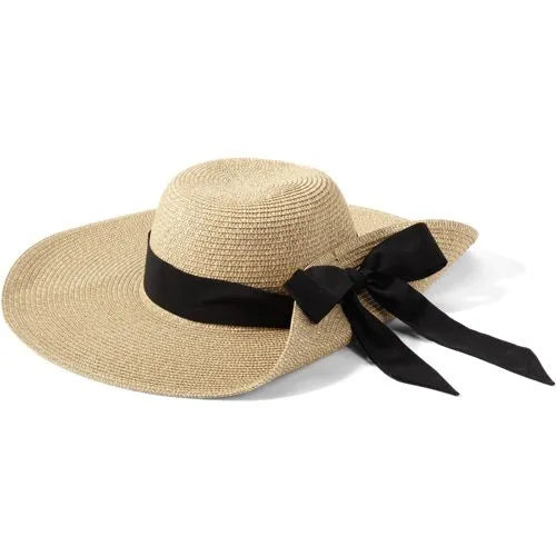 Facesaver Wide Brim Straw Hat with Scarf
