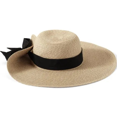 Facesaver Wide Brim Straw Hat with Scarf
