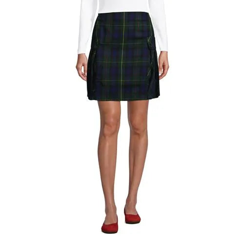 Women's Above the Knee Plaid Side Pleat Skort
