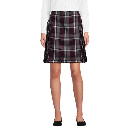 Women's Above the Knee Plaid Side Pleat Skort