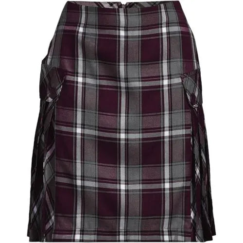 Women's Above the Knee Plaid Side Pleat Skort