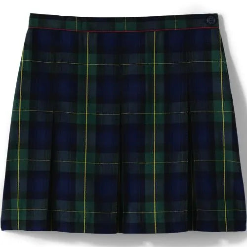Girls Top of the Knee Plaid Box Pleat Skirt