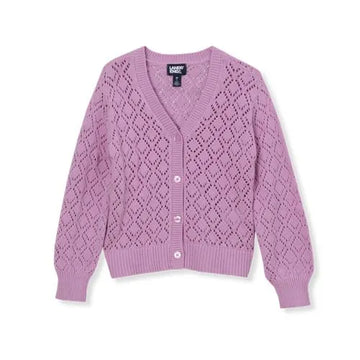 Girls Button Front Pointelle Knit Cardigan