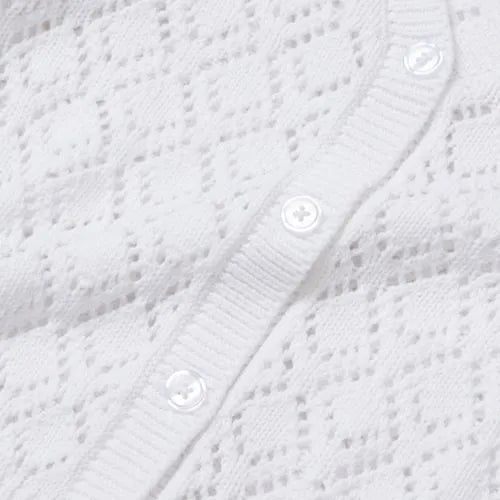 Girls Button Front Pointelle Knit Cardigan