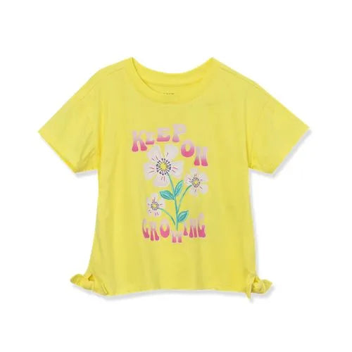 Girls Short Sleeve Side Tie Graphic Tee