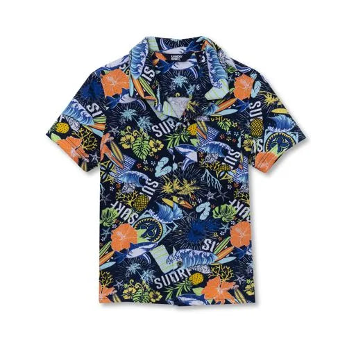 Boys Short Sleeve Slub Camp Shirt
