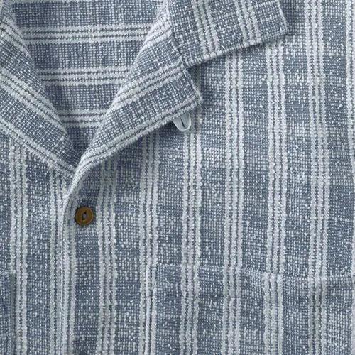 Men's Short Sleeve Textured Jacquard Camp Collar Shirt - Set Top