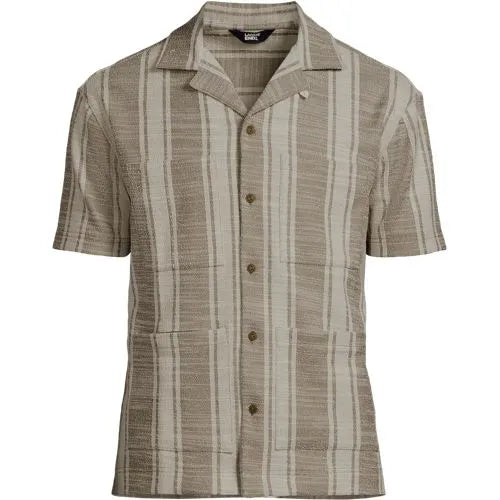 Men's Short Sleeve Textured Jacquard Camp Collar Shirt - Set Top