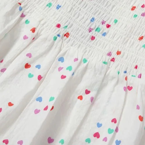 Girls Short Sleeve Smocked Woven Top