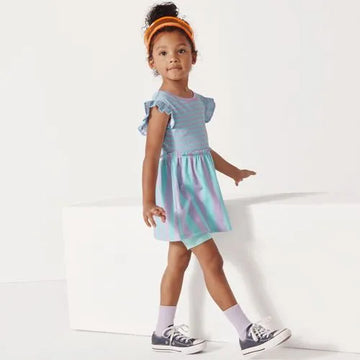 Girls Short Sleeve Gathered Waist Tunic Top