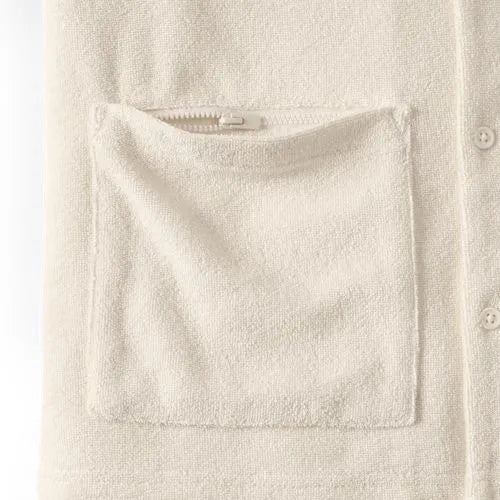 Men's Short Sleeve Textured Terry Camp Collar
