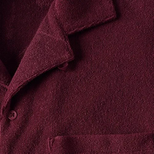 Men's Short Sleeve Textured Terry Camp Collar