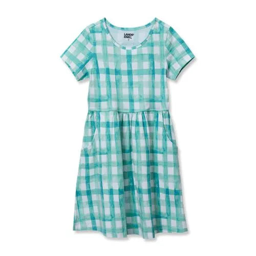 Girls Short Sleeve Gathered Waist Jersey Dress