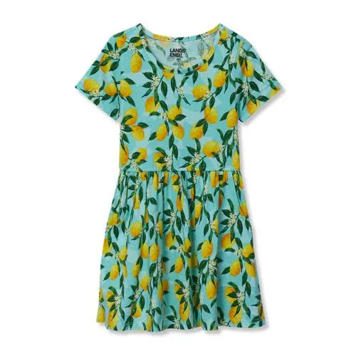 Girls Short Sleeve Gathered Waist Jersey Dress
