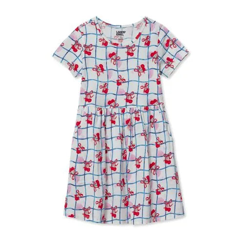 Girls Short Sleeve Gathered Waist Jersey Dress