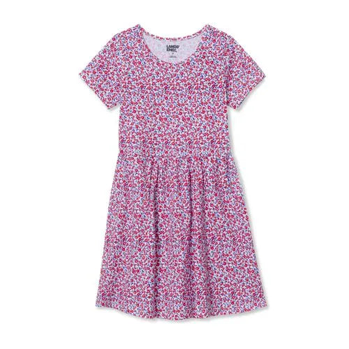 Girls Short Sleeve Gathered Waist Jersey Dress