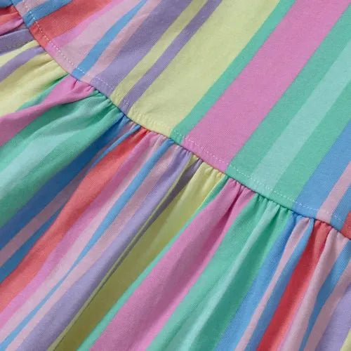 Girls Short Sleeve Gathered Waist Jersey Dress