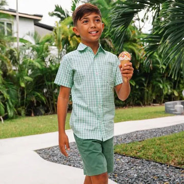 Boys Short Sleeve Poplin Camp Shirt