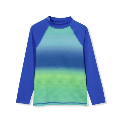Boys Chlorine Resistant Long Sleeve Mock Neck UPF 50 Rash Guard