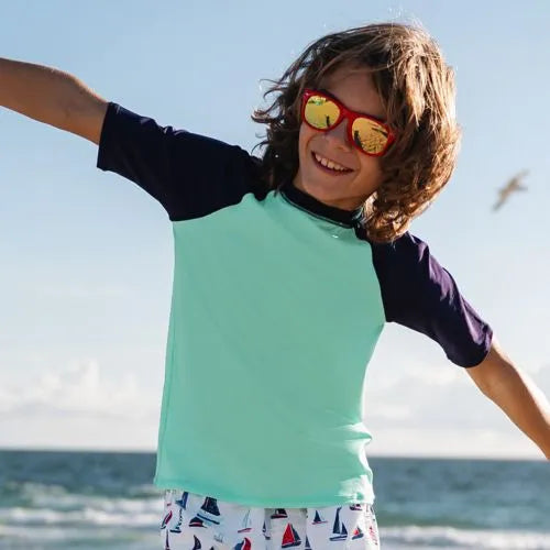 Boys Sunshade UPF 50 Short Sleeve Solid Rash Guard
