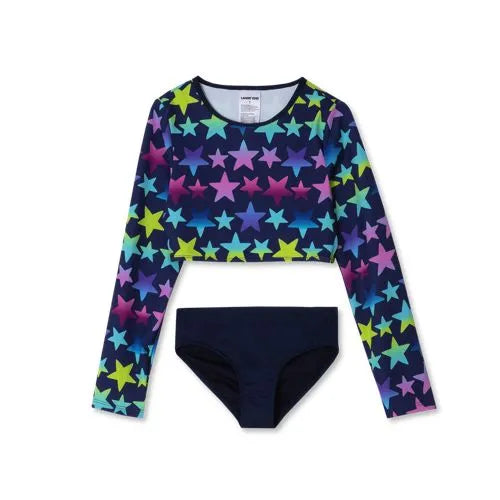 Girls Long Sleeve Top Bikini Set Swimsuit