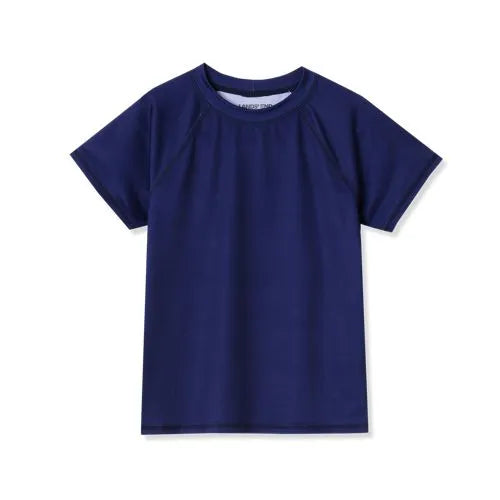 Girls Short Sleeve Crew Neck Swim Rash Guard