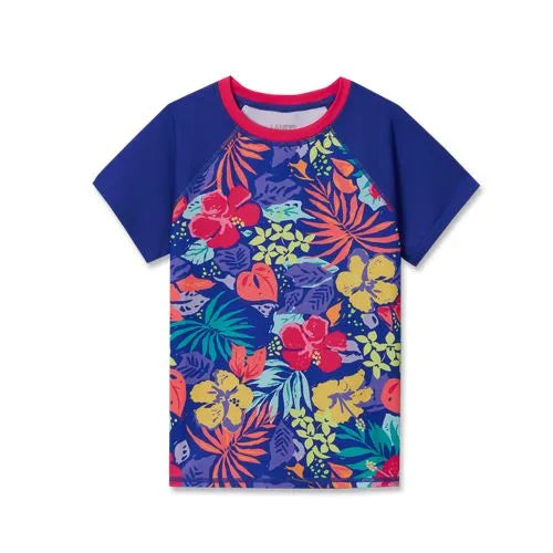 Girls Short Sleeve Crew Neck Swim Rash Guard