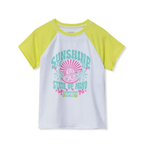 Girls Short Sleeve Crew Neck Swim Rash Guard