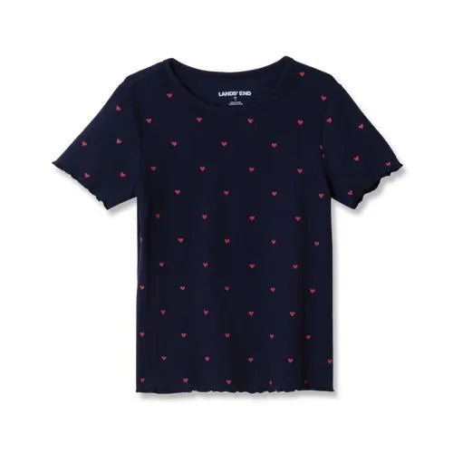 Girls Short Sleeve Ribbed Knit Tee