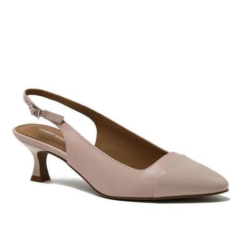 Women's Leather Slingback Cap Toe Kitten Heels