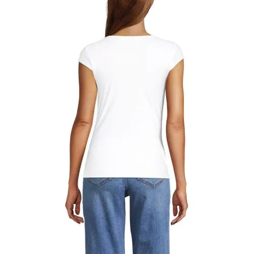 Women's Cap Sleeve Tugless Double Layer Sweetheart Knit Top