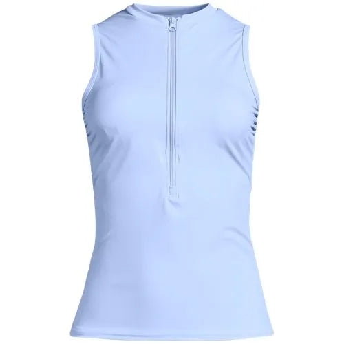 Women's High Neck Zip Front Tankini Top