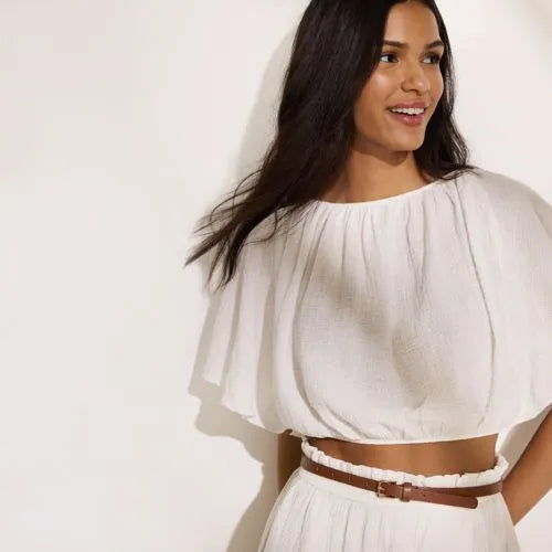 Women's Cotton Gauze Dolman Sleeve Crop Cover Up Top