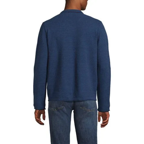 Men's Long Sleeve Textured Cotton Crewneck Sweater