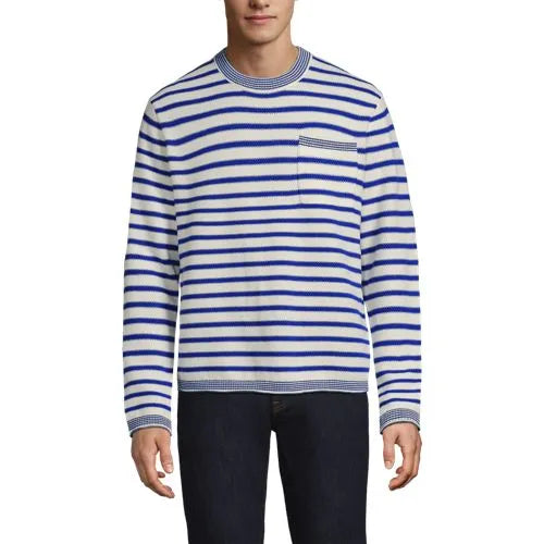 Men's Long Sleeve Textured Cotton Crewneck Sweater