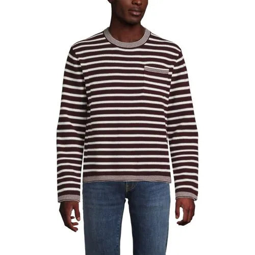 Men's Long Sleeve Textured Cotton Crewneck Sweater