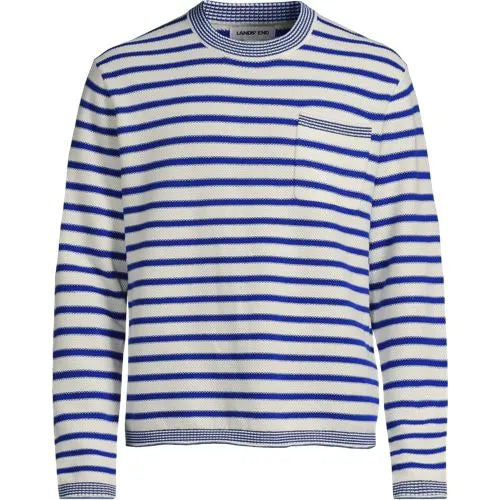 Men's Long Sleeve Textured Cotton Crewneck Sweater