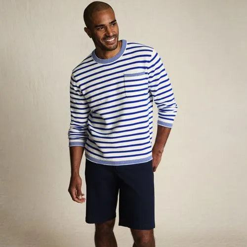 Men's Long Sleeve Textured Cotton Crewneck Sweater