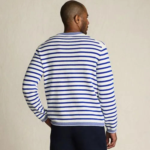Men's Long Sleeve Textured Cotton Crewneck Sweater