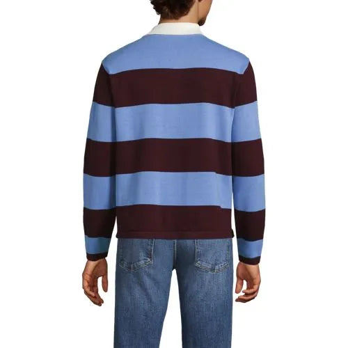 Men's Long Sleeve Cotton Rugby Sweater Polo