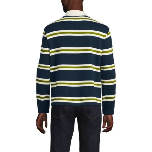 Men's Long Sleeve Cotton Rugby Sweater Polo
