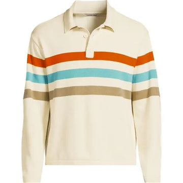Men's Long Sleeve Cotton Rugby Sweater Polo