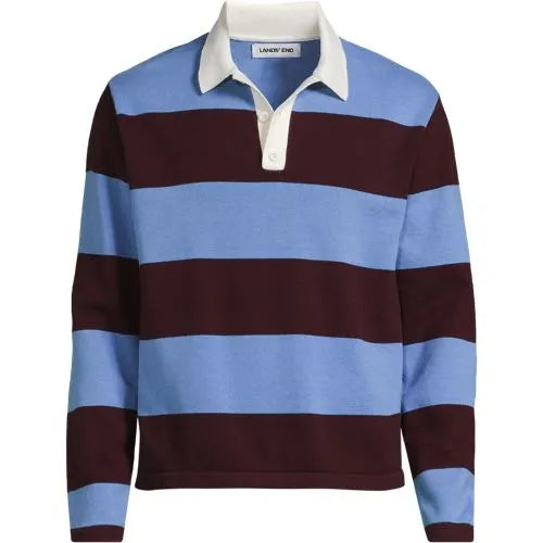 Men's Long Sleeve Cotton Rugby Sweater Polo