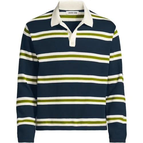 Men's Long Sleeve Cotton Rugby Sweater Polo