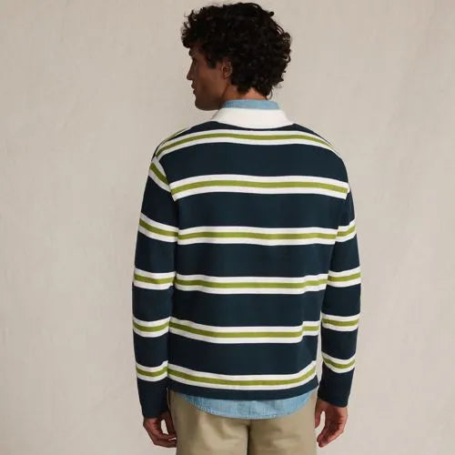 Men's Long Sleeve Cotton Rugby Sweater Polo