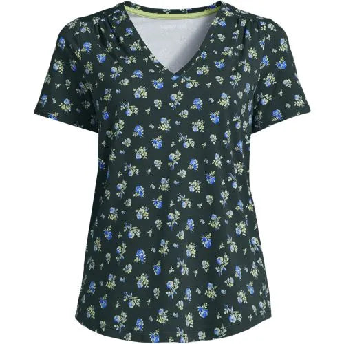 Women's Short Sleeve Lightweight Jersey Gathered Shoulder T-Shirt